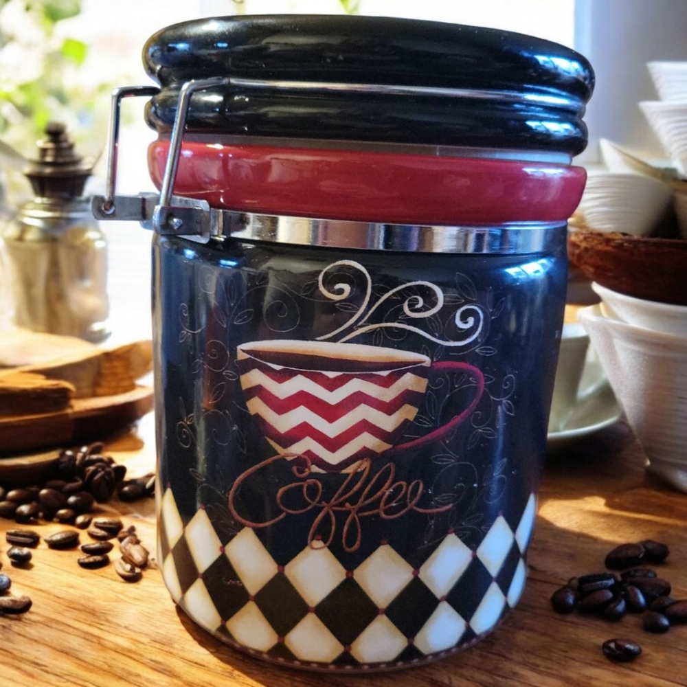 Vtg 2012 Certified International Lori 52 OZ Sealing Coffee Canister Hobby Lobby